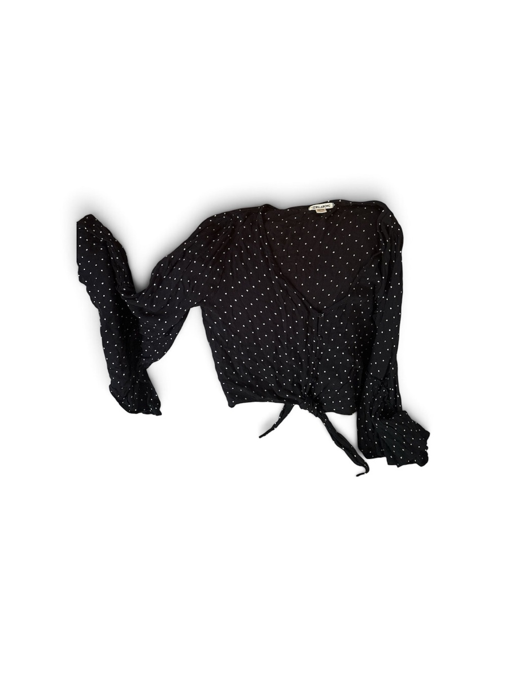 Billabong Black Polka Dot Tie-Front Blouse